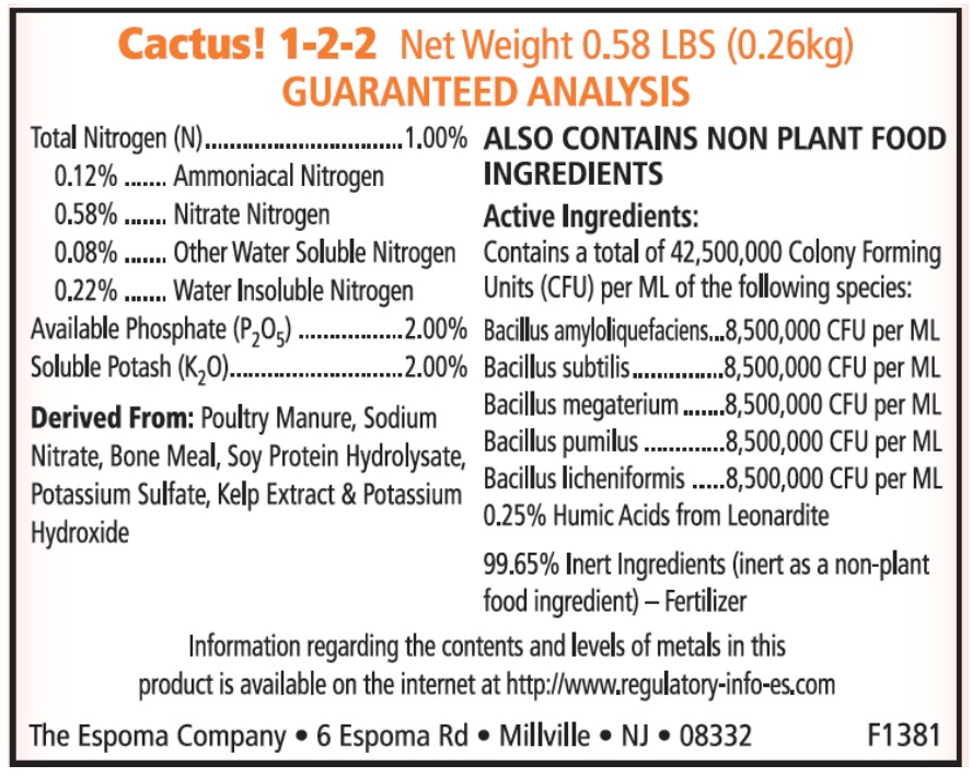 Espoma Organic Cactus! - 8 ounce