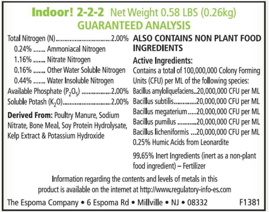 Espoma Organic Indoor! - 8 ounce