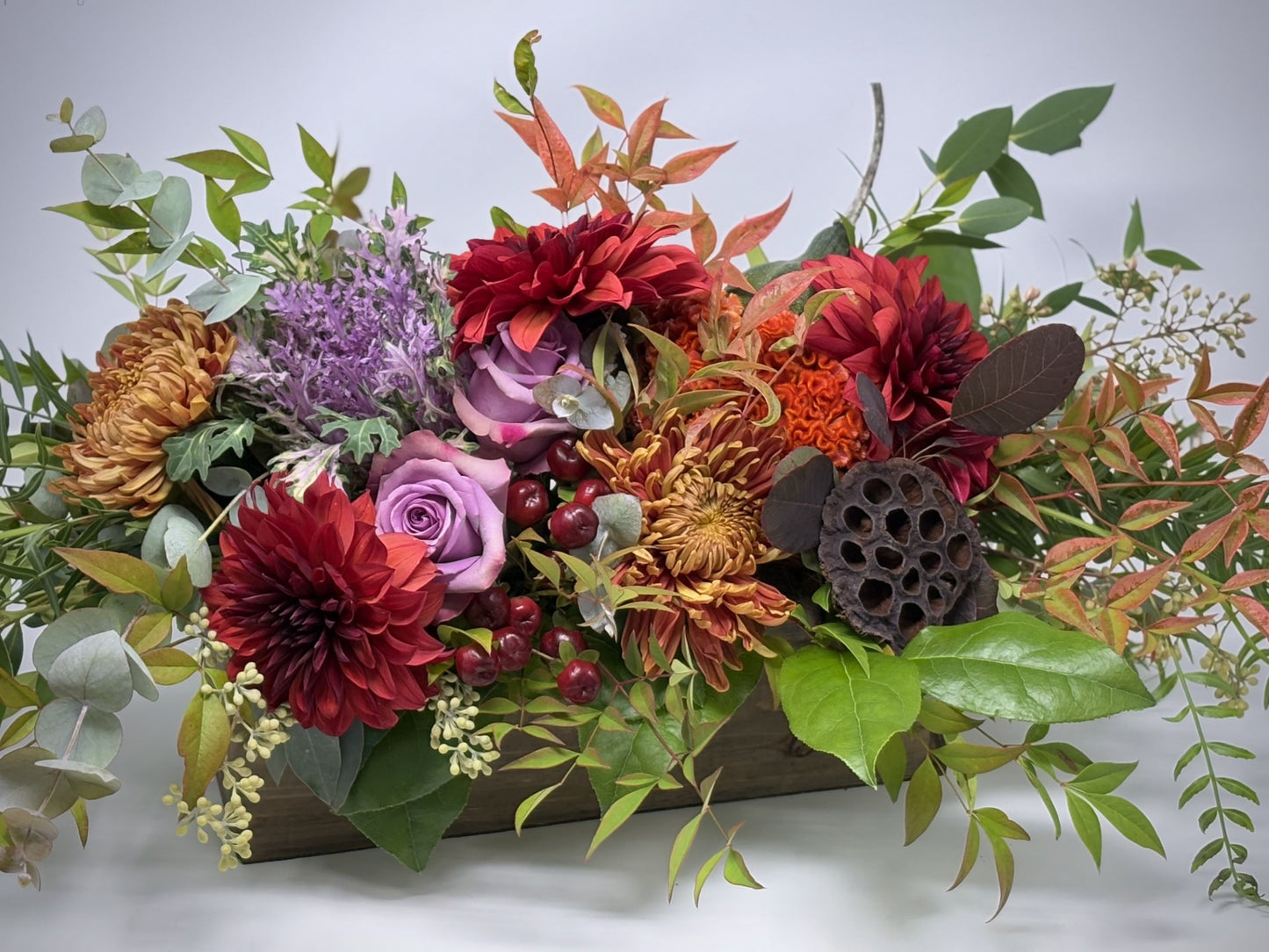 Thanksgiving Centerpiece - Large in Wood Container