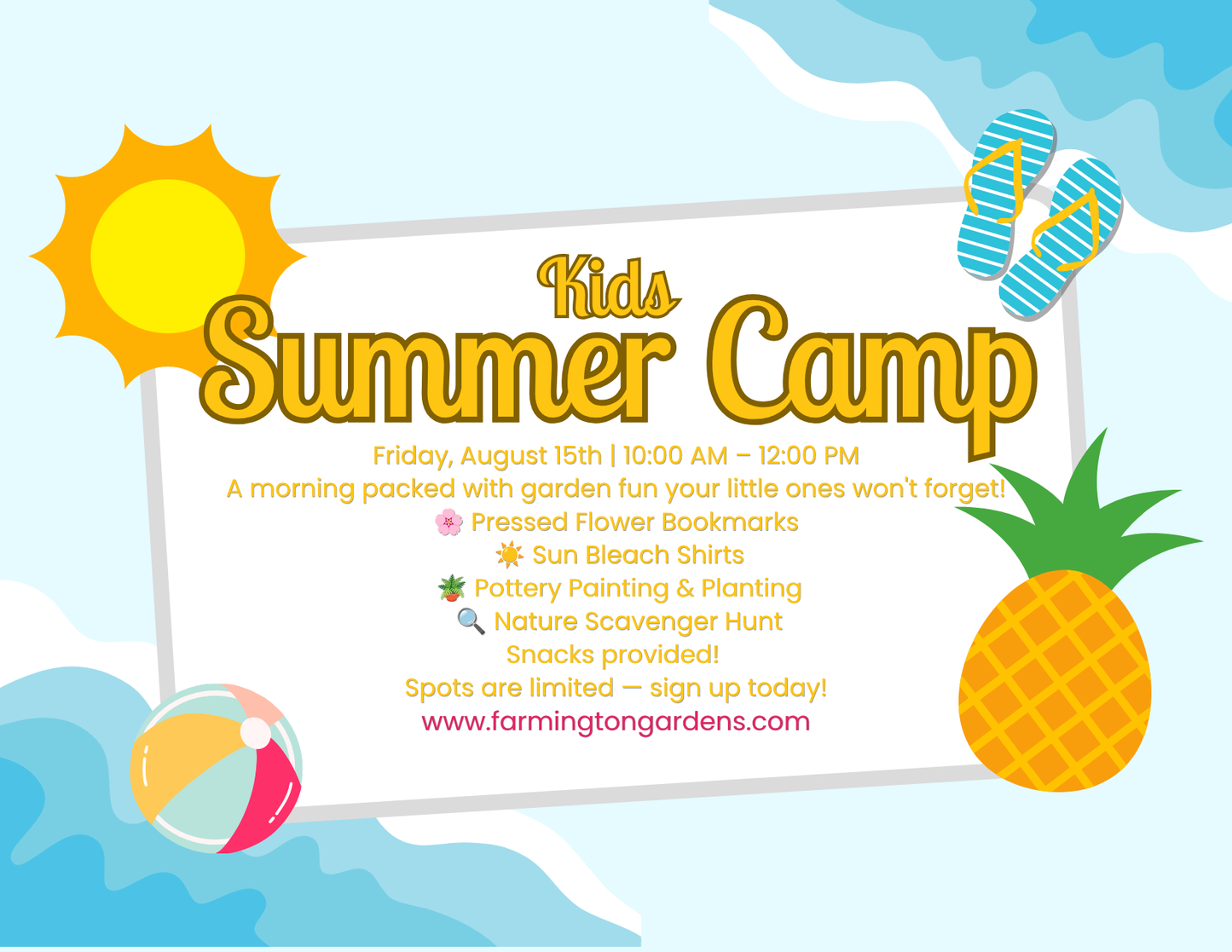 Kids Camp Day 8/15 @10am