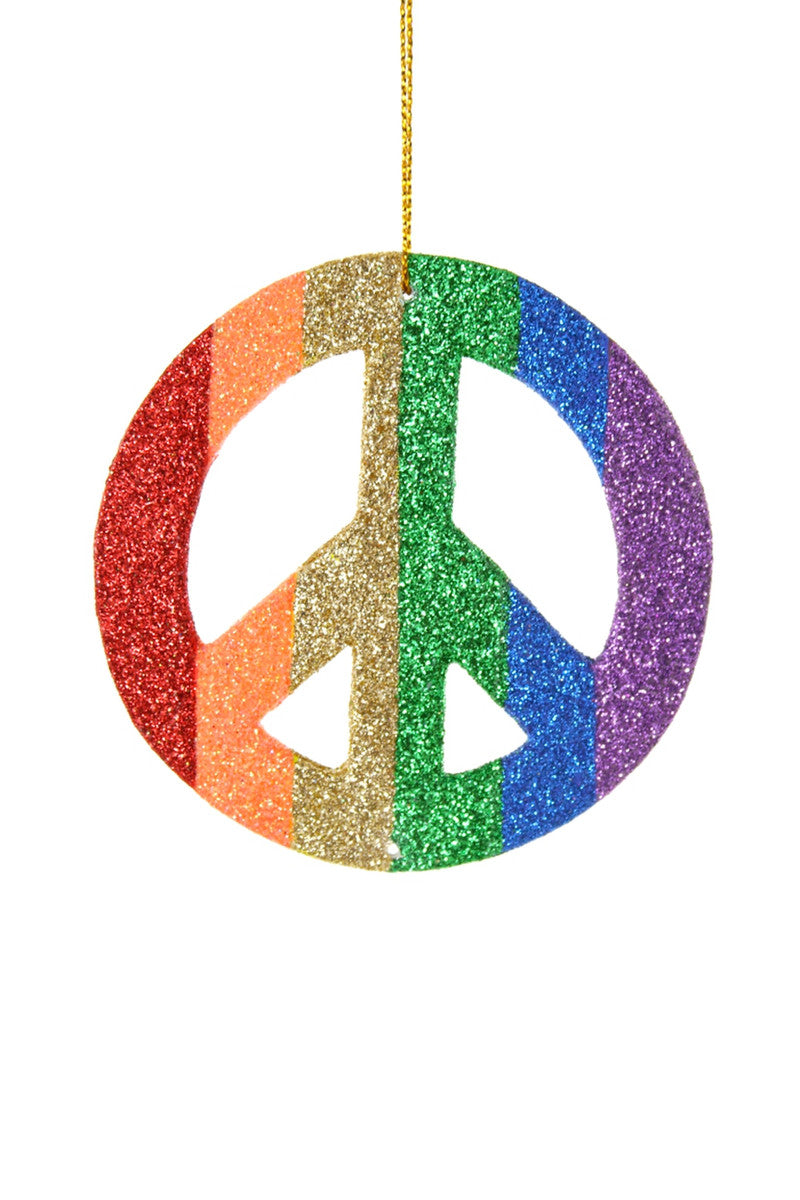 Glittered Peace Sign Ornament