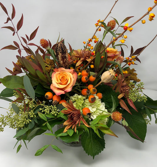 Thanksgiving Centerpiece - Large in Glass Vase