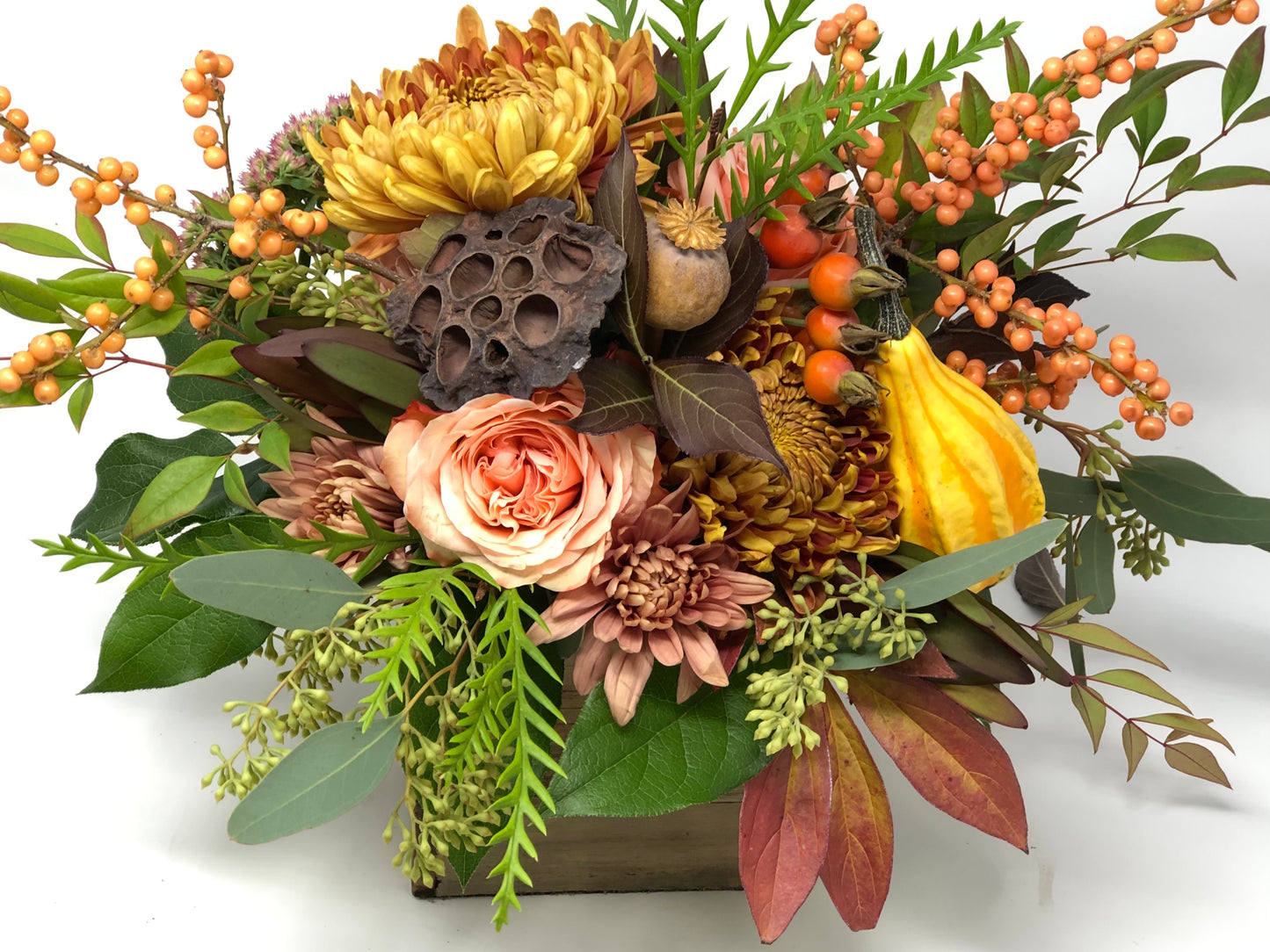 Thanksgiving Centerpiece - Small in Wood Cube